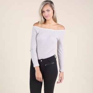 Altar'd State Long Sleeve Thermal Stripe Bodysuit